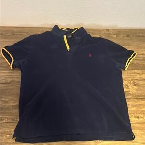 Ralph Lauren Polo Shirt Blue with Yellow Trim